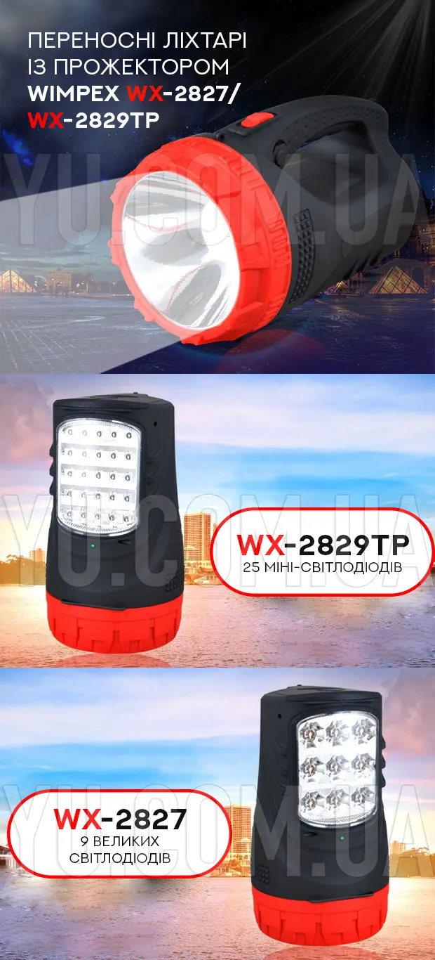 Переносний ліхтар із прожектором WimpeX WX-2829TP Переносний ліхтар із прожектором WimpeX WX-2829TP